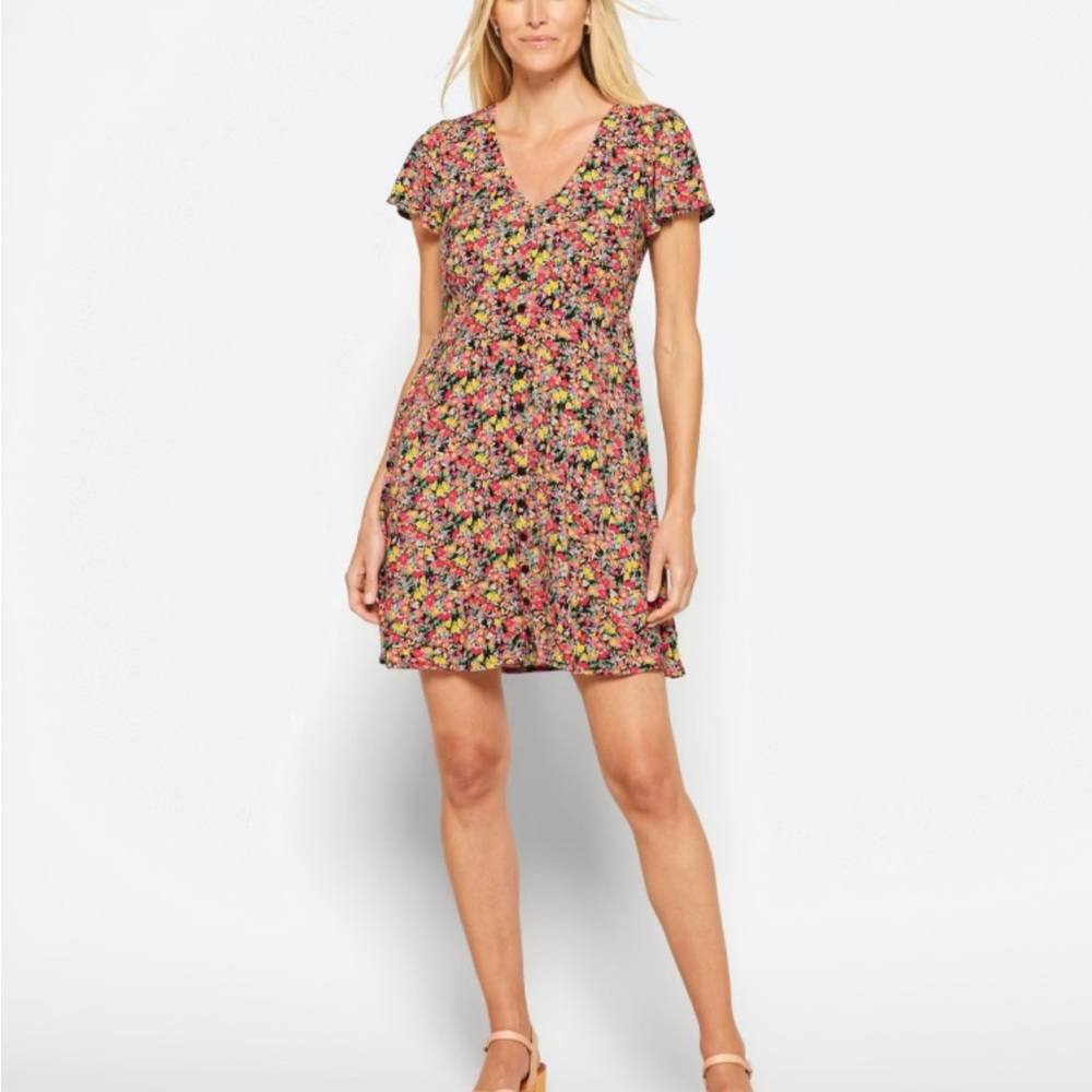 Floral button detail dress